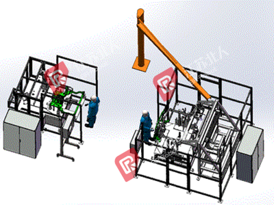Assembly line of front subframe of automobiles chassis Assembly line of front subframe of automobiles chassis